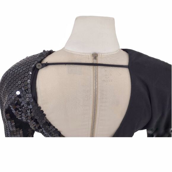 DOVIZIA Black Vintage Cocktail Dress Sz 8 Sequins Bodycon New Years Eve Holidays - Picture 9 of 10